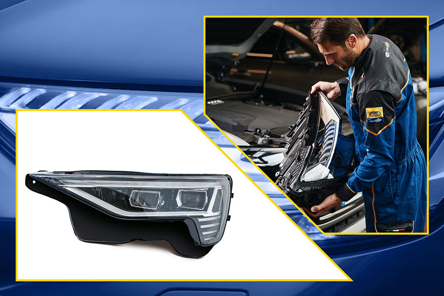 Magneti Marelli Checkstar Werkstatt-Techniker ersetzt OE-Scheinwerfer am Fahrzeug